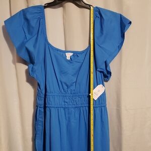 Time and Tru Flutter Sleeve Midi Dress in Blue